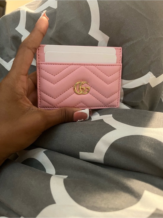 Gucci Accessories - Gucci Pink Quilted Leather GG Card Case with Gold Hardware